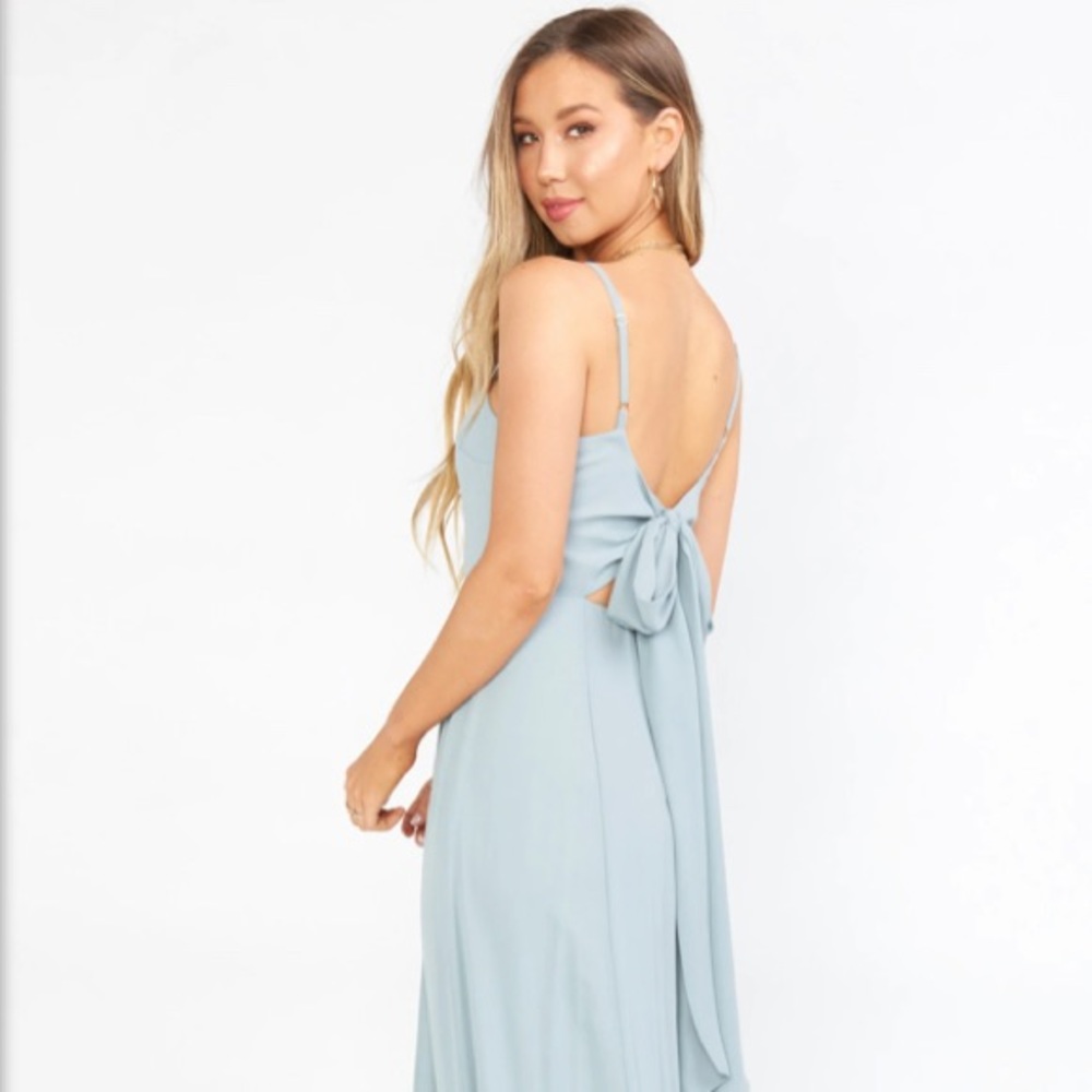 Silver Sage Crisp Lauren Tie Maxi Dress